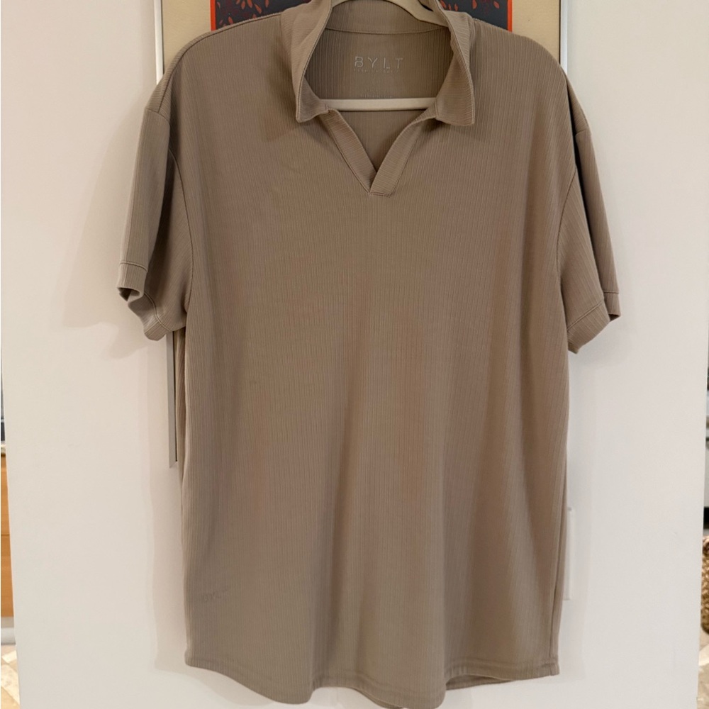 Bylt Ribbed Men's Tan Collared Shirt
